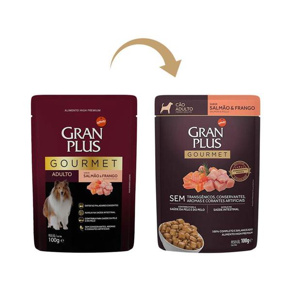 Imagem de Ração Úmida GranPlus Gourmet Sahcê para Cães Adultos Sabor Salmão e Frango - 100g