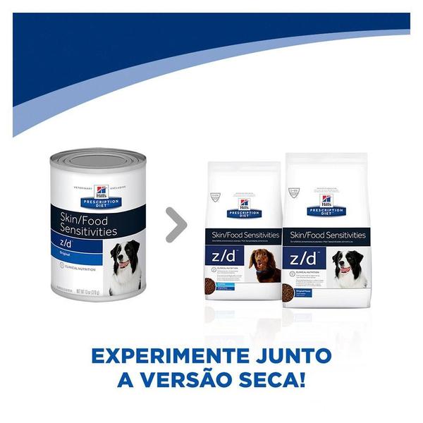 Imagem de Ração Úmida Hill's Prescription Diet Lata z/d Alergia Alimentar e Pele para Cães Adultos - 370 g