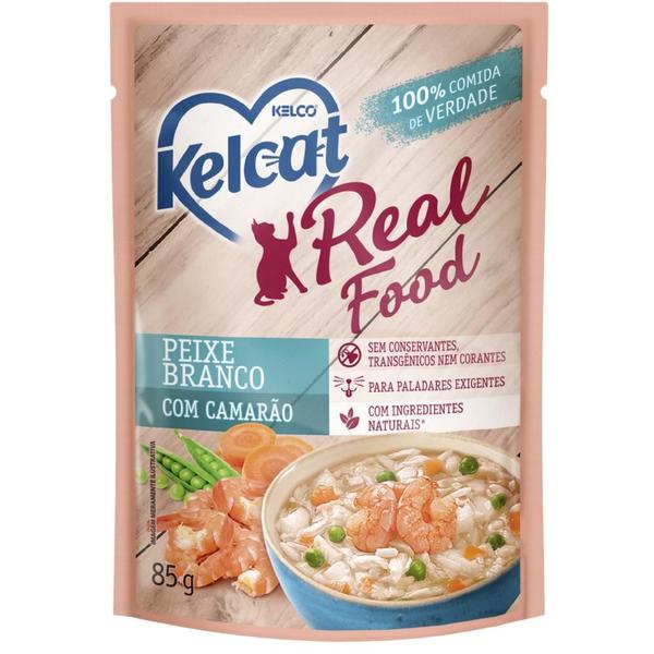 Imagem de Ração Úmida Kelcat Real Food Peixe Branco com Camarão - 85 g