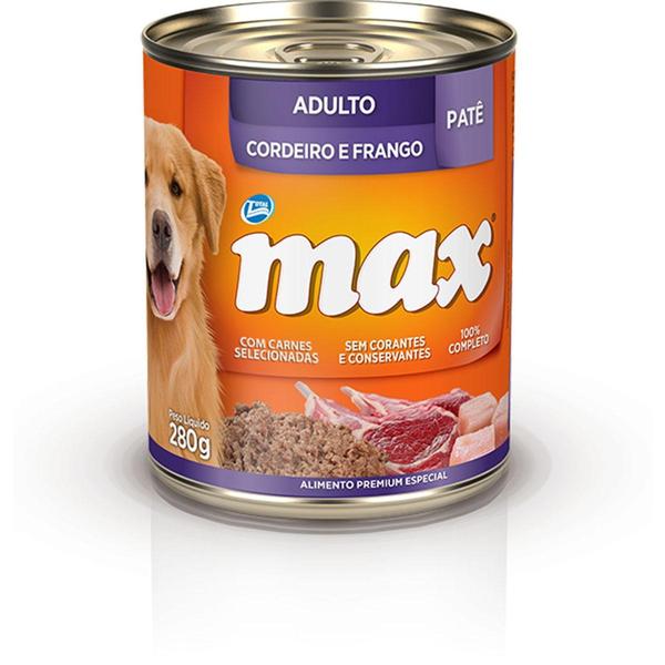 Imagem de Ração Úmida Max Cães Lata Adulto Patê Sabor Cordeiro e Frango 280g