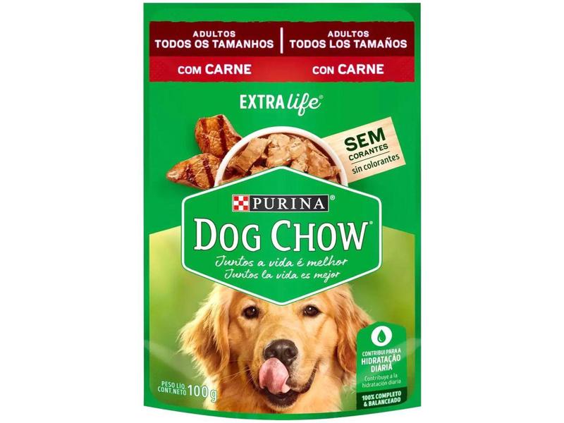 Ração Úmida para Cachorro Adulto Sachê - Dog Chow ExtraLife Carne 100g Imagem de Ração Úmida para Cachorro Adulto Sachê - Dog Chow ExtraLife Carne 100g