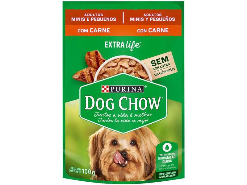 Ração Úmida para Cachorro Adulto Sachê Dog Chow - ExtraLife Carne 100g Imagem de Ração Úmida para Cachorro Adulto Sachê Dog Chow - ExtraLife Carne 100g
