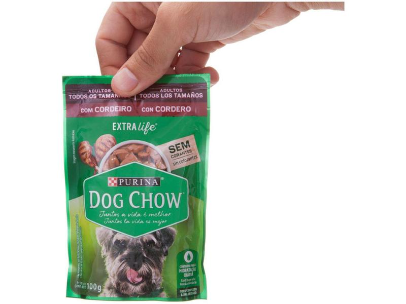 Ração Úmida para Cachorro Adulto Sachê - Dog Chow ExtraLife Cordeiro 100g Imagem de Ração Úmida para Cachorro Adulto Sachê - Dog Chow ExtraLife Cordeiro 100g