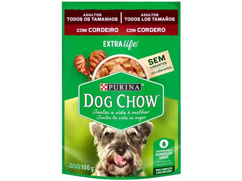 Ração Úmida para Cachorro Adulto Sachê - Dog Chow ExtraLife Cordeiro 100g Imagem de Ração Úmida para Cachorro Adulto Sachê - Dog Chow ExtraLife Cordeiro 100g