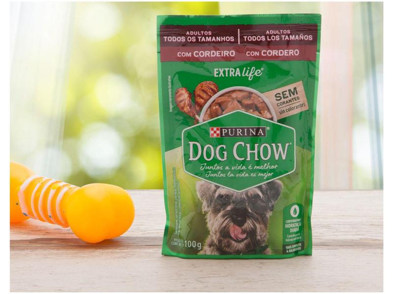 Ração Úmida para Cachorro Adulto Sachê - Dog Chow ExtraLife Cordeiro 100g Imagem de Ração Úmida para Cachorro Adulto Sachê - Dog Chow ExtraLife Cordeiro 100g