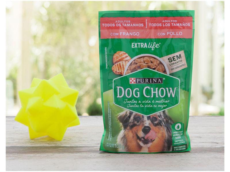 Ração Úmida para Cachorro Adulto Sachê - Dog Chow ExtraLife Frango 100g Imagem de Ração Úmida para Cachorro Adulto Sachê - Dog Chow ExtraLife Frango 100g