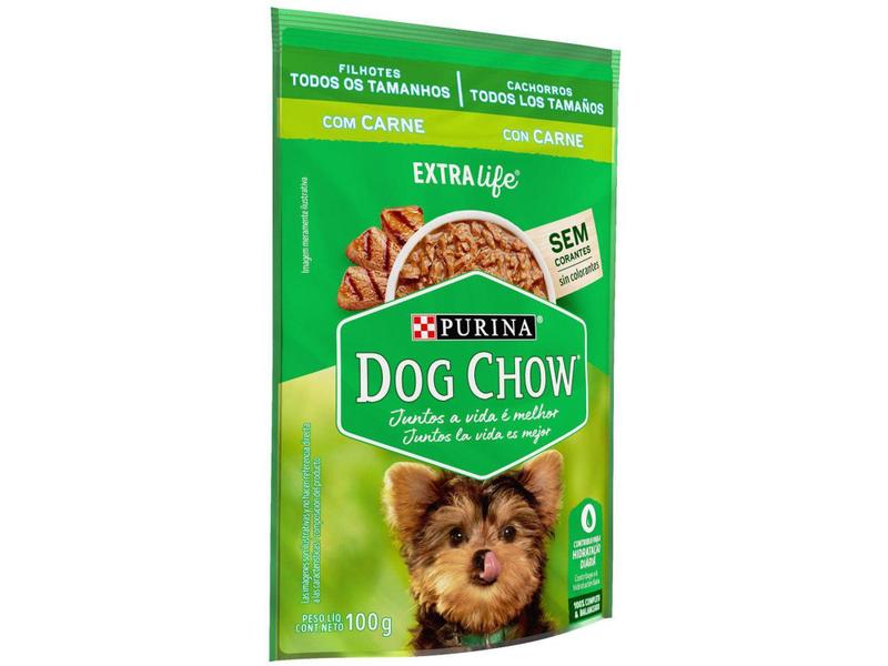 Ração Úmida para Cachorro Filhote Sachê Dog Chow - ExtraLife Carne 100g Imagem de Ração Úmida para Cachorro Filhote Sachê Dog Chow - ExtraLife Carne 100g