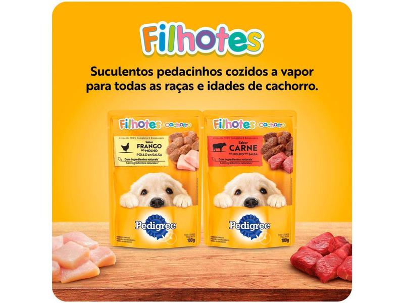 Imagem de Ração Úmida para Cachorro Filhote Sachê Pedigree - Carne ao Molho 100g