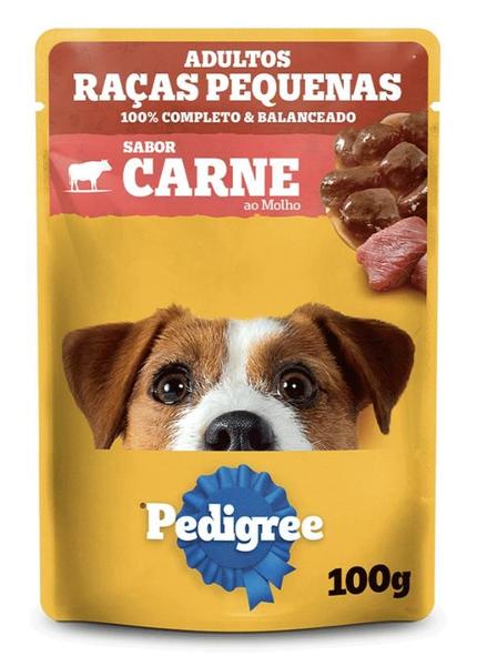 Imagem de Ração Úmida Pedigree Sachê Frango/Carne ao Molho para Cães Adultos de Raças Pequenas - Kit 06UN.