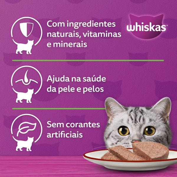 Imagem de Ração Úmida Whiskas Lata Patê Carne 290g Gatos Adultos