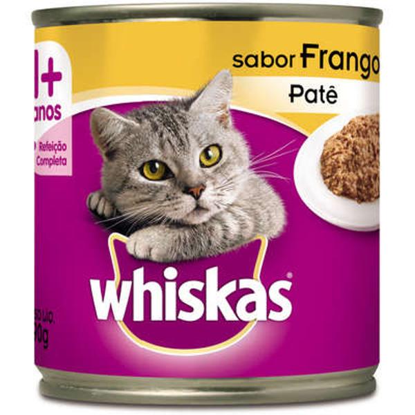 Imagem de Ração Úmida Whiskas Lata Patê de Frango para Gatos Adultos