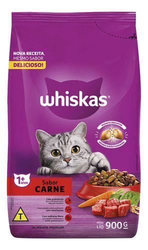 Imagem de Ração Whiskas Carne Para Gatos Adultos 900g