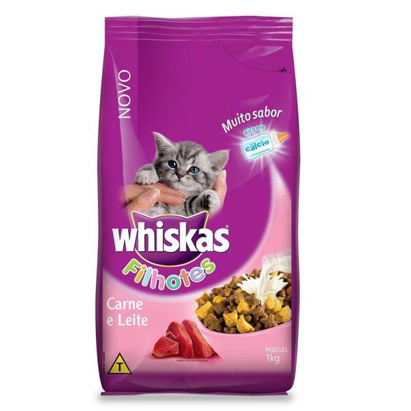 Imagem de Ração Whiskas para Gatos Filhotes Sabor Carne e Leite - 1Kg