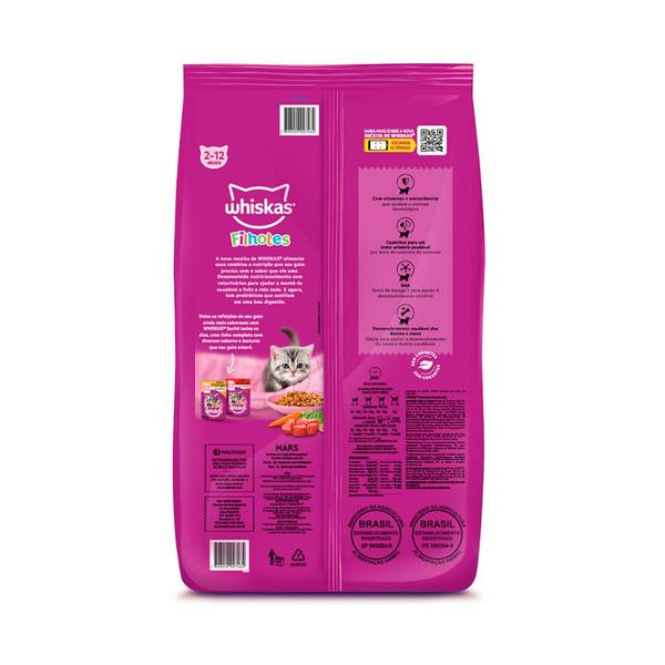 Ração Whiskas para Gatos Filhotes Sabor Carne e Leite - 900g Imagem de Ração Whiskas para Gatos Filhotes Sabor Carne e Leite - 900g