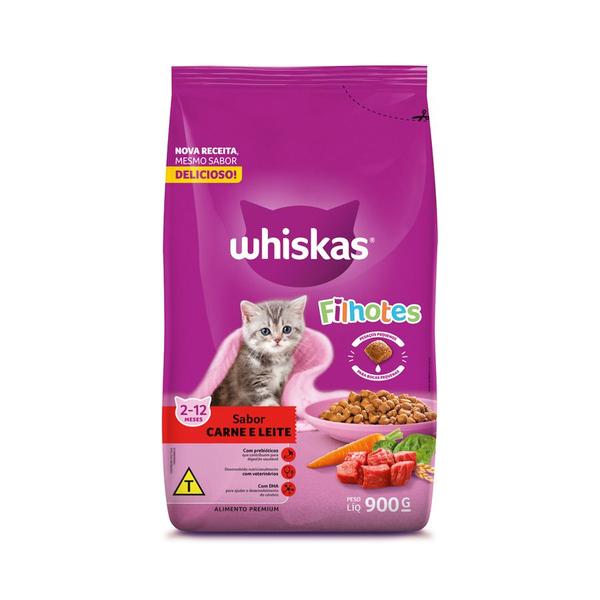 Imagem de Ração Whiskas para Gatos Filhotes Sabor Carne e Leite - 900g