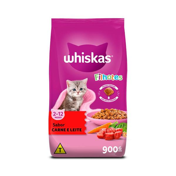 Ração Whiskas para Gatos Filhotes Sabor Carne e Leite - 900g Imagem de Ração Whiskas para Gatos Filhotes Sabor Carne e Leite - 900g