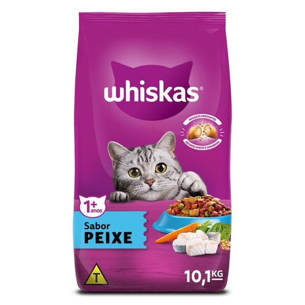 Ração Whiskas Peixe para Gatos Adultos - 10,1 Kg Imagem de Ração Whiskas Peixe para Gatos Adultos - 10,1 Kg