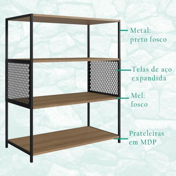 Imagem de Rack 180 Cm 2 PT Estante 77 Cm Industrial 27X24 Mell Preto PP