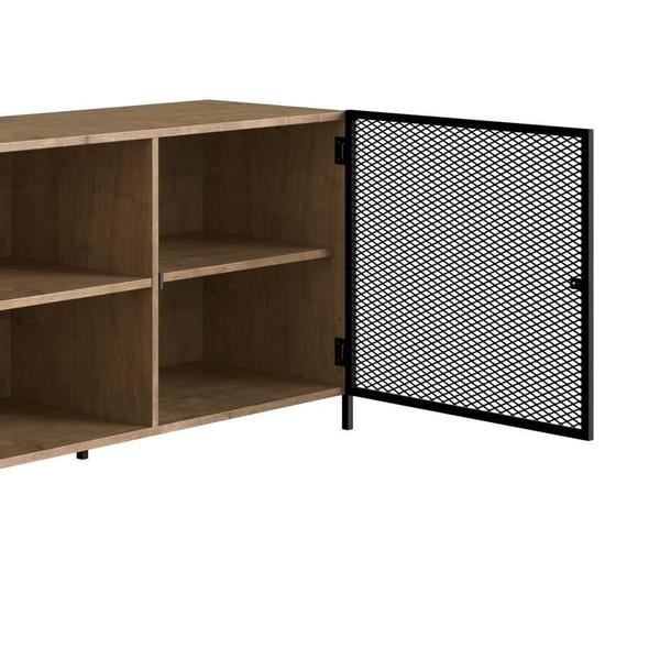 Imagem de Rack 2 Portas 180Cm York Para Tv Até 70 Polegadas - Trama Aço Expandido Industrial Artesano