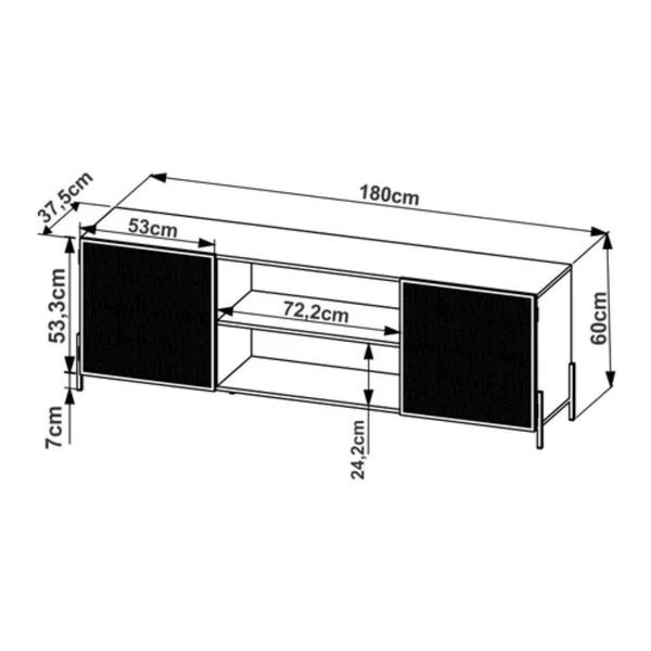 Imagem de Rack 2 Portas 180Cm York Para Tv Até 70 Polegadas - Trama Aço Expandido Industrial Artesano