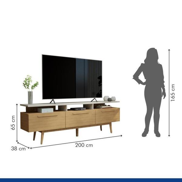 Imagem de Rack 3 Porta São Paulo com Estante Home Suspenso Frisado para Tv até 75 Polegadas Curitiba