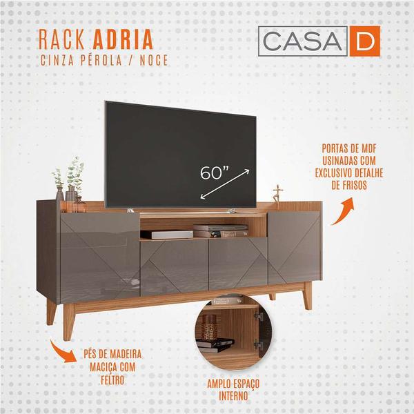 Imagem de Rack Adria Cinza e Noce 158 cm