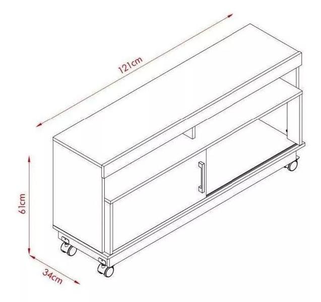 Imagem de Rack Artur Estante Sala Para TV Até 50 Polegadas Com Rodízios E Prateleiras