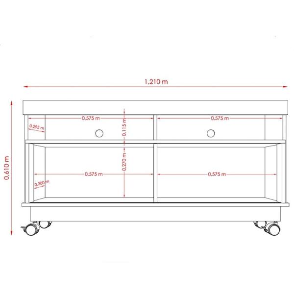 Imagem de Rack Artur Para TV 50 Polegadas Com Rodízios Cor Naturale e Off White - Madetec