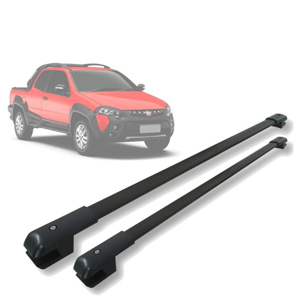 Imagem de Rack Bagageiro De Teto Travessa Fiat Strada Locker 2009 a 2013 Alumínio MN-236 Preto MN-237 Prata