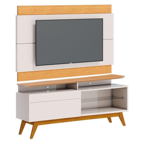 Imagem de Rack Bancada 1 Gaveta com Nicho e Painel para Tv Ambiente Classic 1.4 Off White Nature - Imcal