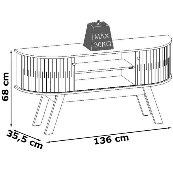 Imagem de Rack Bancada 136 cm TV 55 Pol 5091 Calacata Off White MDT