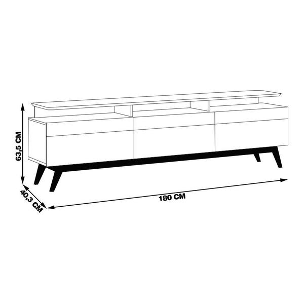 Imagem de Rack Bancada 3 Gavetas com Nicho 180cm Amy Off White/Nature G29 - Gran Belo