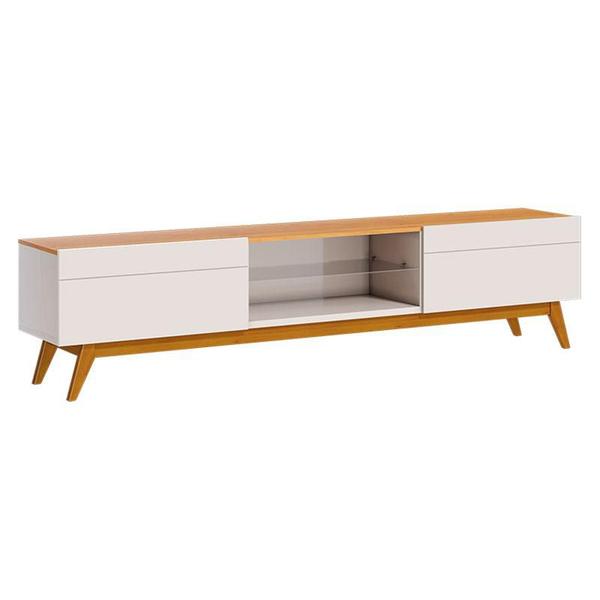 Rack Bancada Ambiente Classic 2 Gavetas com Painel para TV Suspenso Ripado Loft 1.8 Off White Nature - Imcal Imagem de Rack Bancada Ambiente Classic 2 Gavetas com Painel para TV Suspenso Ripado Loft 1.8 Off White Nature - Imcal