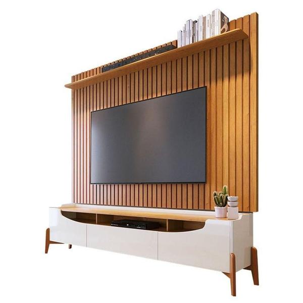 Imagem de Rack Bancada Ambiente Studio Com Painel Para Tv Loft 2.2 Off White Nature - Imcal