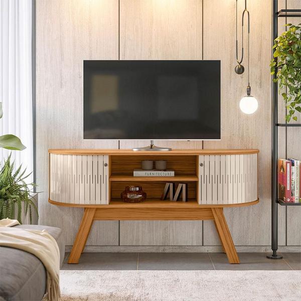 Rack Bancada Atlanta e Aparador Estoril com Mesa de Centro Indianápolis Naturale Off White Madetec Imagem de Rack Bancada Atlanta e Aparador Estoril com Mesa de Centro Indianápolis Naturale Off White Madetec