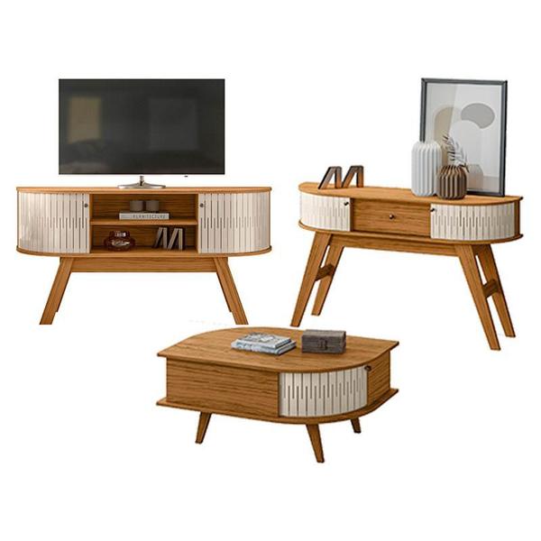 Rack Bancada Atlanta e Aparador Estoril com Mesa de Centro Indianápolis Naturale Off White Madetec Imagem de Rack Bancada Atlanta e Aparador Estoril com Mesa de Centro Indianápolis Naturale Off White Madetec