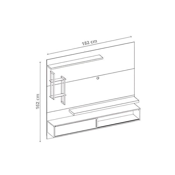 Imagem de Rack Bancada c/ Painel p/ TV até 60 Polegadas Mila Prateleira e 182x161cm Freijó/Off White - DJ Móveis