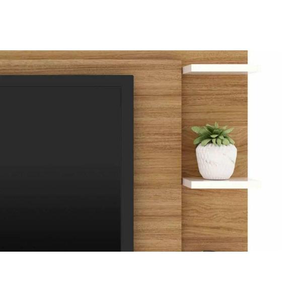 Imagem de Rack Bancada c/ Painel p/ TV até 65 Pol PL3002/RA2002 Ripado 1 Porta 180x120cm Natural/Off White - Tecno Mobili