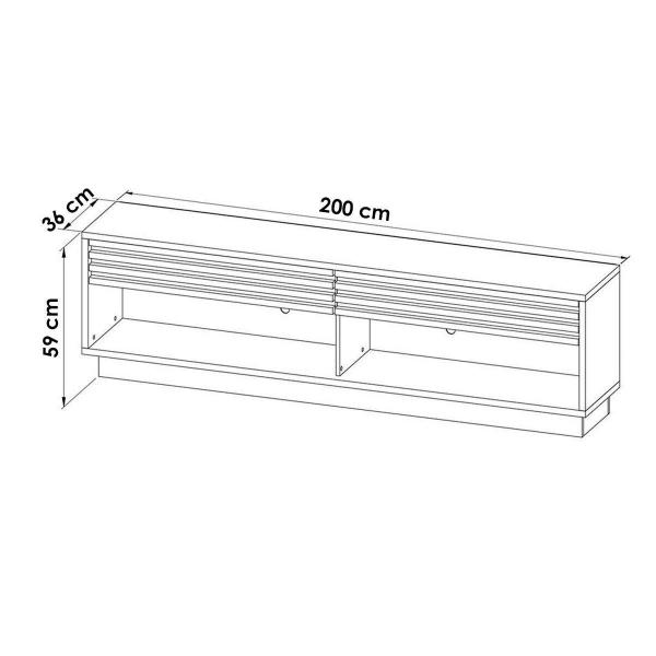 Imagem de Rack Bancada c/ Painel p/ TV até 65 Pol PL3003/RA2000 Ripado 2 Gavetas 200x120cm Natural/Off White - Tecno Mobili