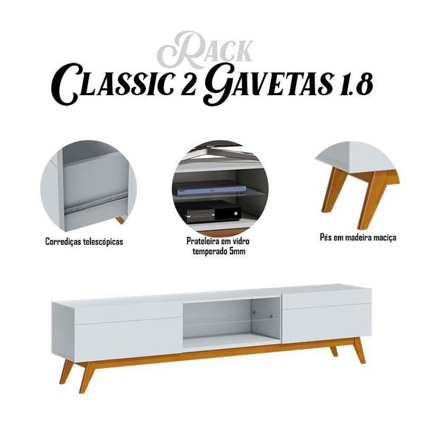 Imagem de Rack Bancada Classic 2 Gavetas 1.8 Branco Acetinado - Imcal