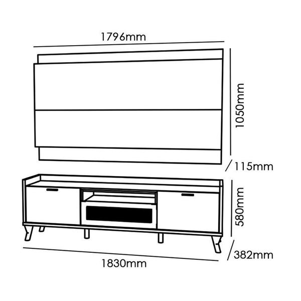 Imagem de Rack Bancada com Painel Arcade 1.8 para TV até 60” Nature/Off White - PR Móveis