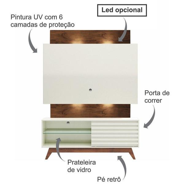 Imagem de Rack Bancada Com Painel Para Tv Até 55 Pol. 140Cm 1 Porta 100%Mdf Tb151 Off White-Nobre