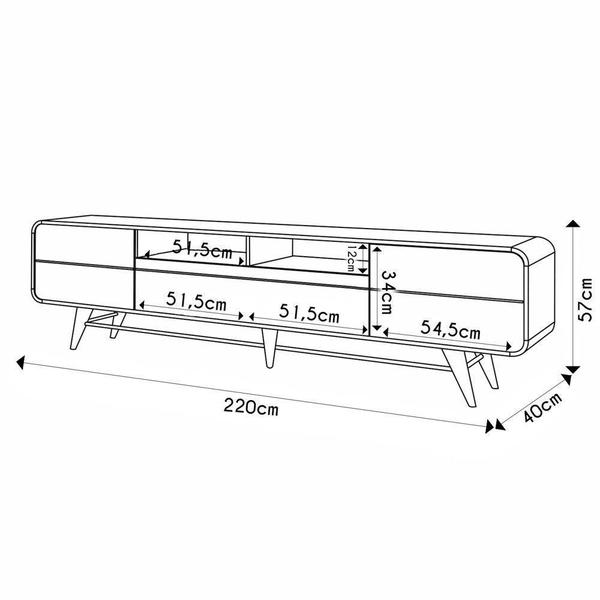 Imagem de Rack Bancada De Tv 85 Pol 220cm áureo H01 Off White/cinamomo - Mpozenato