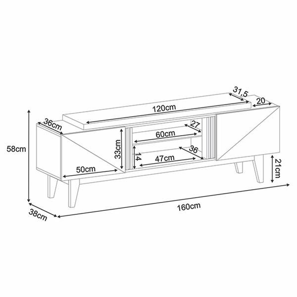 Imagem de Rack Bancada Decorativa 1.6 Ascensore Pés Madeira Off White/Cinamomo G26 - Gran Belo