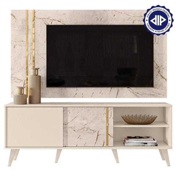 Imagem de Rack Bancada e Painel para TV Cronos com Mesa de Centro Indianápolis Calacata Off White  Madetec