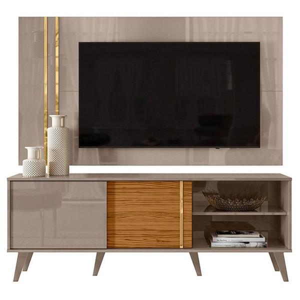 Rack Bancada e Painel para TV Cronos Fendi Naturale Madetec Imagem de Rack Bancada e Painel para TV Cronos Fendi Naturale Madetec