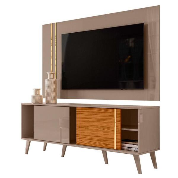 Rack Bancada e Painel para TV Cronos Fendi Naturale Madetec Imagem de Rack Bancada e Painel para TV Cronos Fendi Naturale Madetec