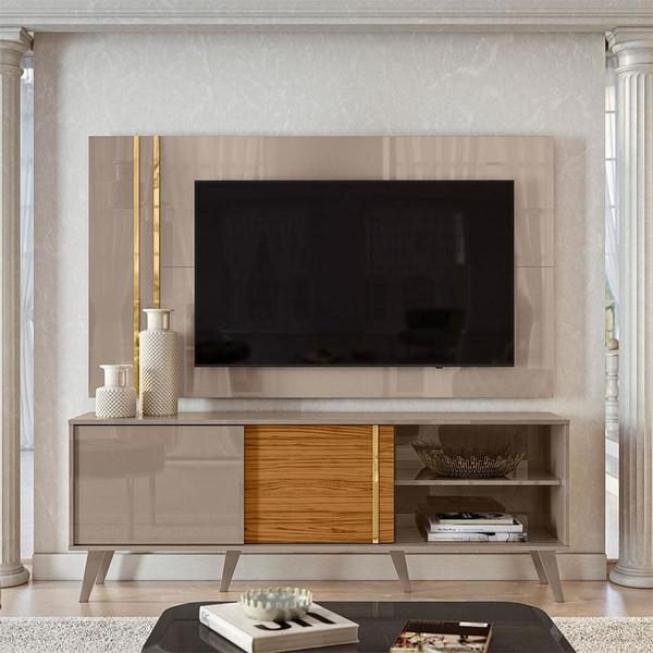 Rack Bancada e Painel para TV Cronos Fendi Naturale Madetec Imagem de Rack Bancada e Painel para TV Cronos Fendi Naturale Madetec