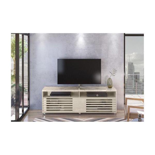 Imagem de Rack Bancada Frizz Cross para TV de 65 polegadas Cor Calacata Off White - Madetec