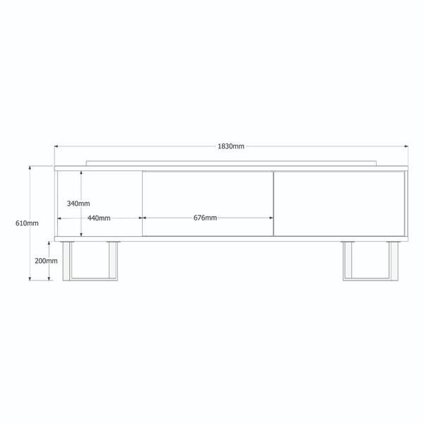 Imagem de Rack Bancada Home Theater TV Até 70 Polegadas 2 Portas 183 cm Sala de Estar Cinza Marrom Madeira